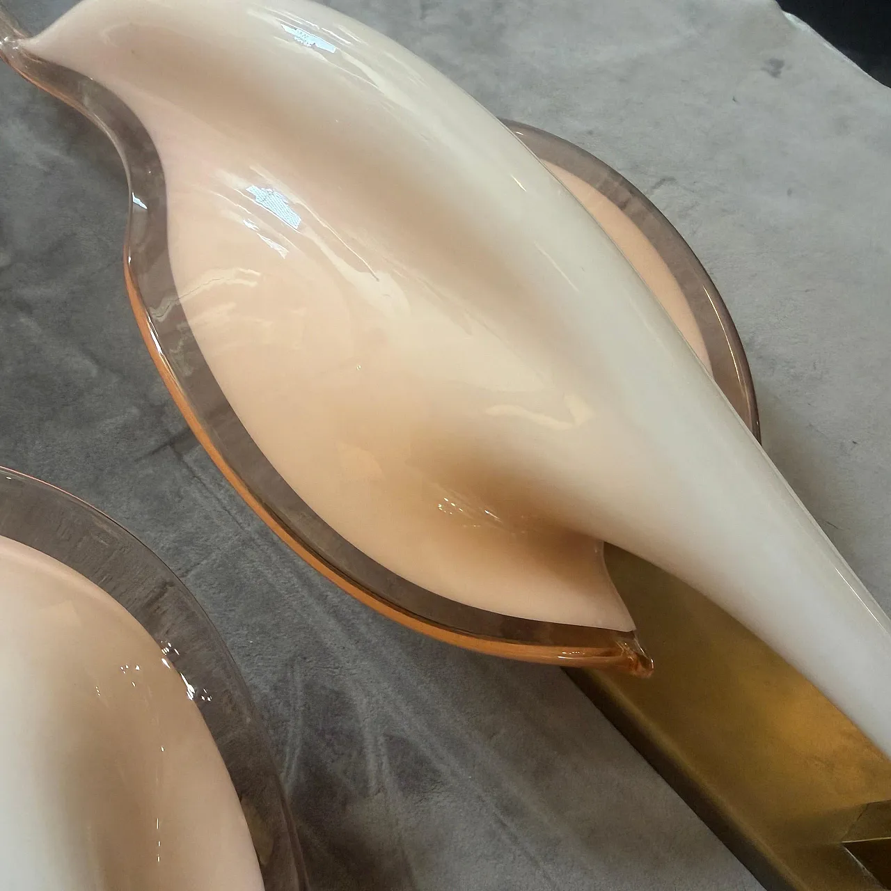 Pair of Murano glass leaf wall sconces by Franco Luce, 1970s 7