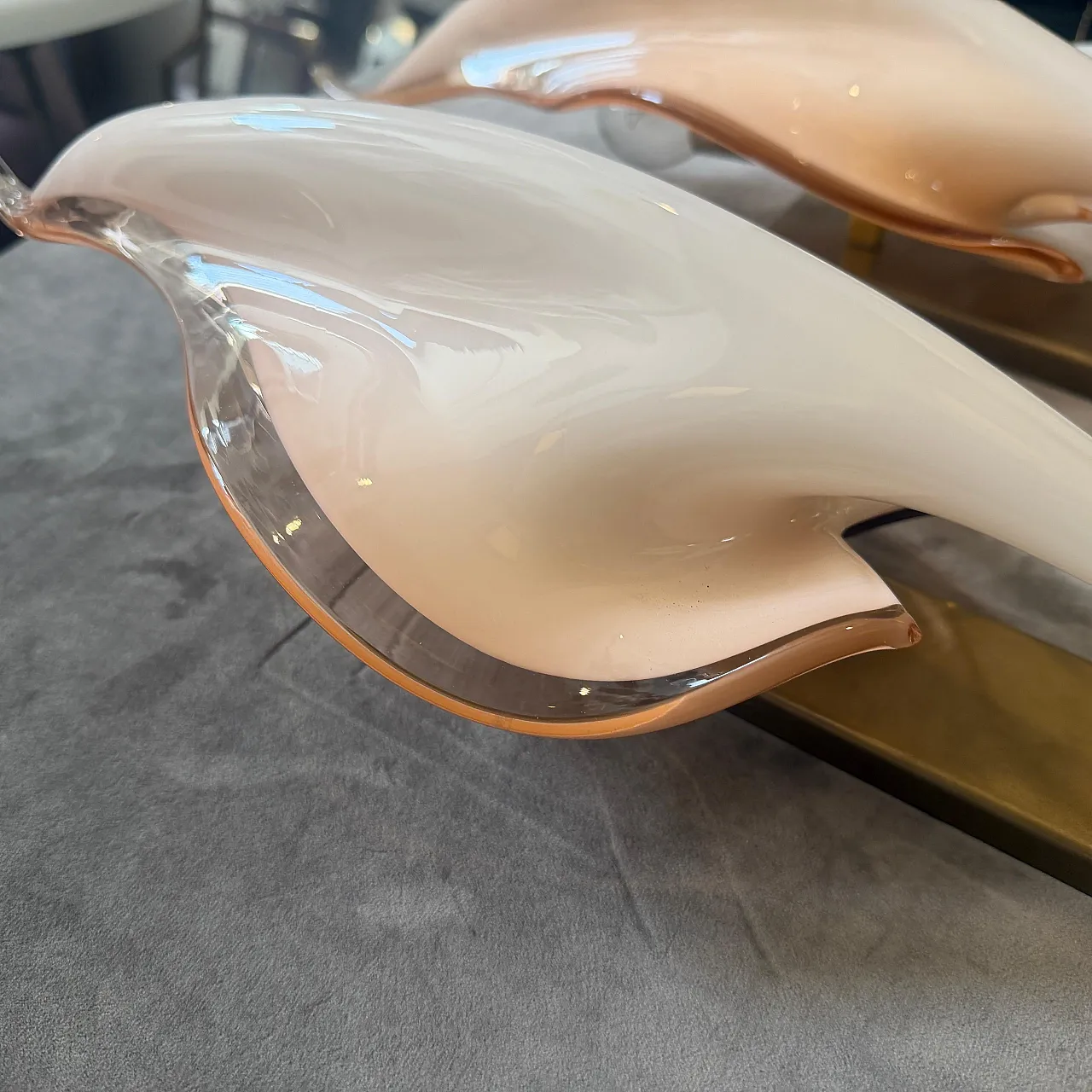 Pair of Murano glass leaf wall sconces by Franco Luce, 1970s 8