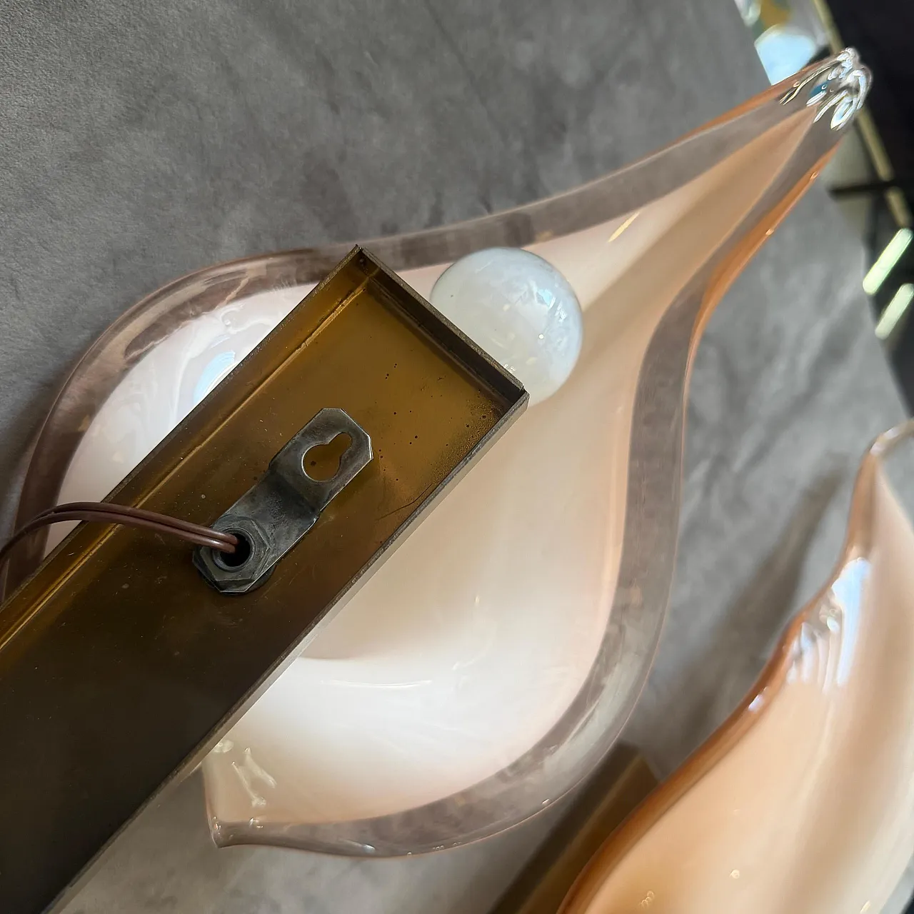 Pair of Murano glass leaf wall sconces by Franco Luce, 1970s 12