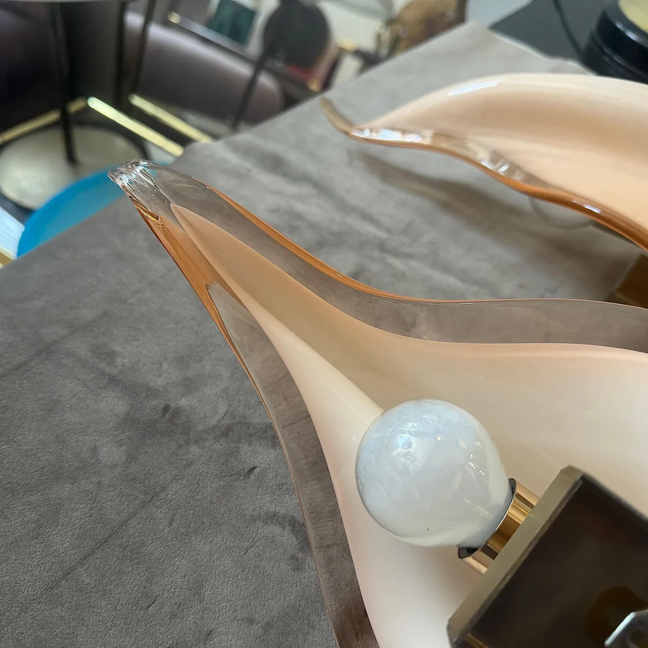 Pair of Murano glass leaf wall sconces by Franco Luce, 1970s 13