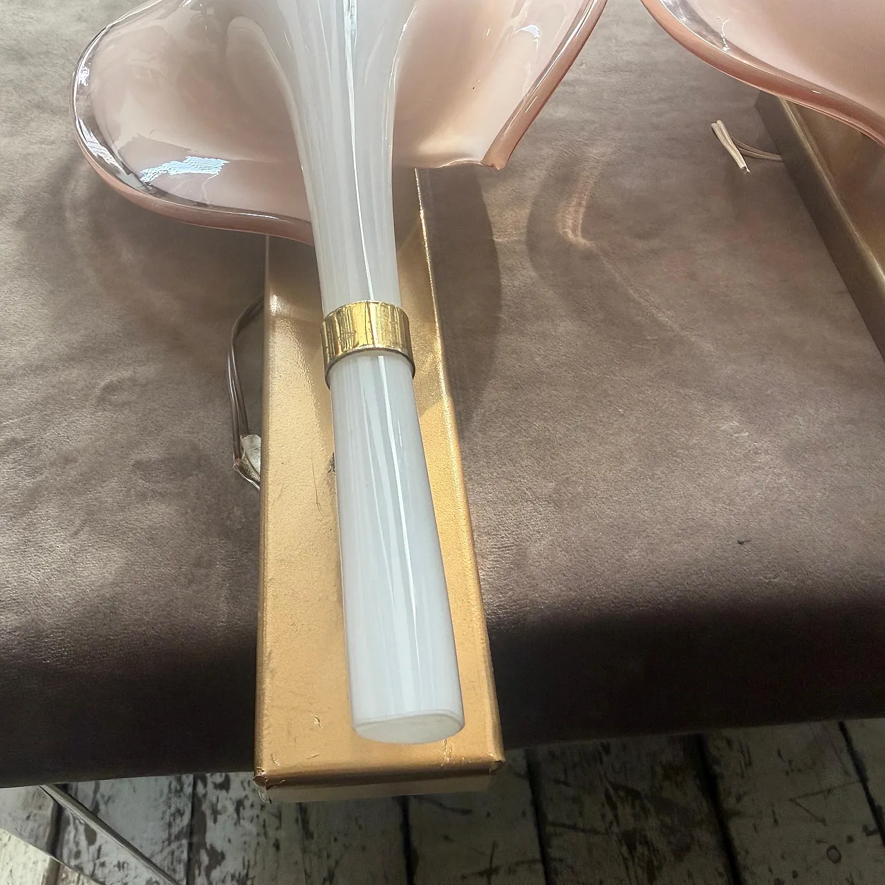 Pair of Murano glass leaf wall sconces by Franco Luce, 1970s 17