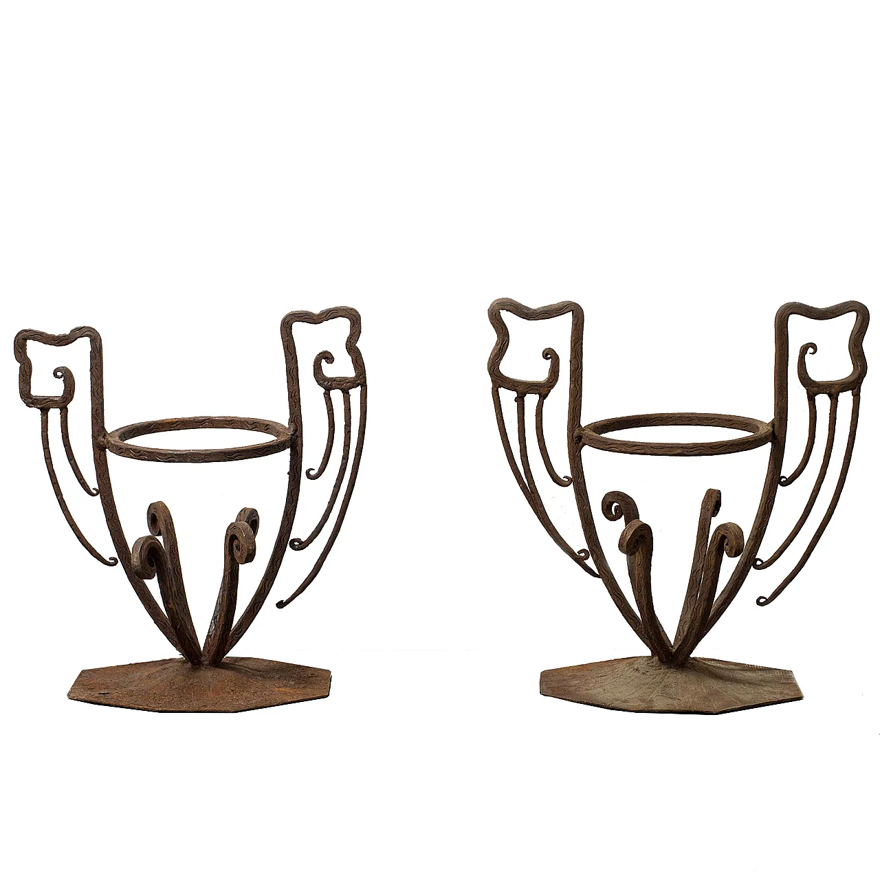 Pair of iron candle holders, 50s 1