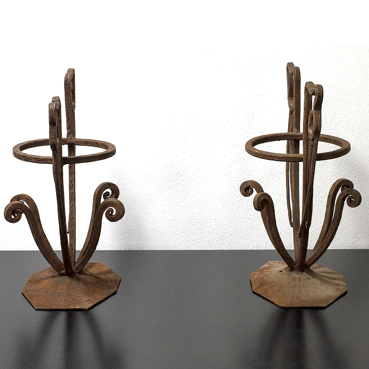 Pair of iron candle holders, 50s 4