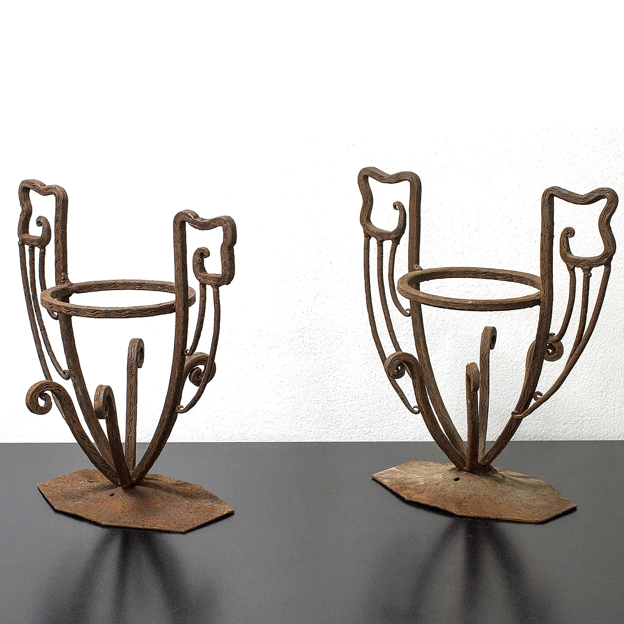 Pair of iron candle holders, 50s 5
