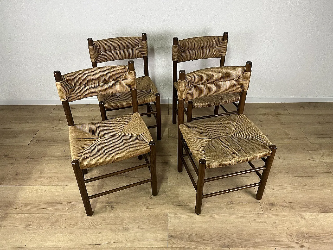 4 LS4/B wooden and rope chairs by Tito Agnoli, 1960s 2