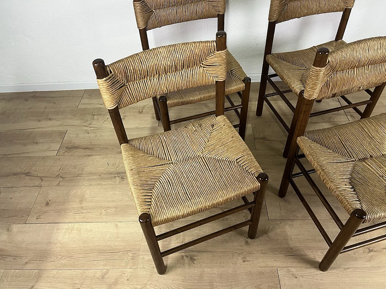 4 LS4/B wooden and rope chairs by Tito Agnoli, 1960s 4