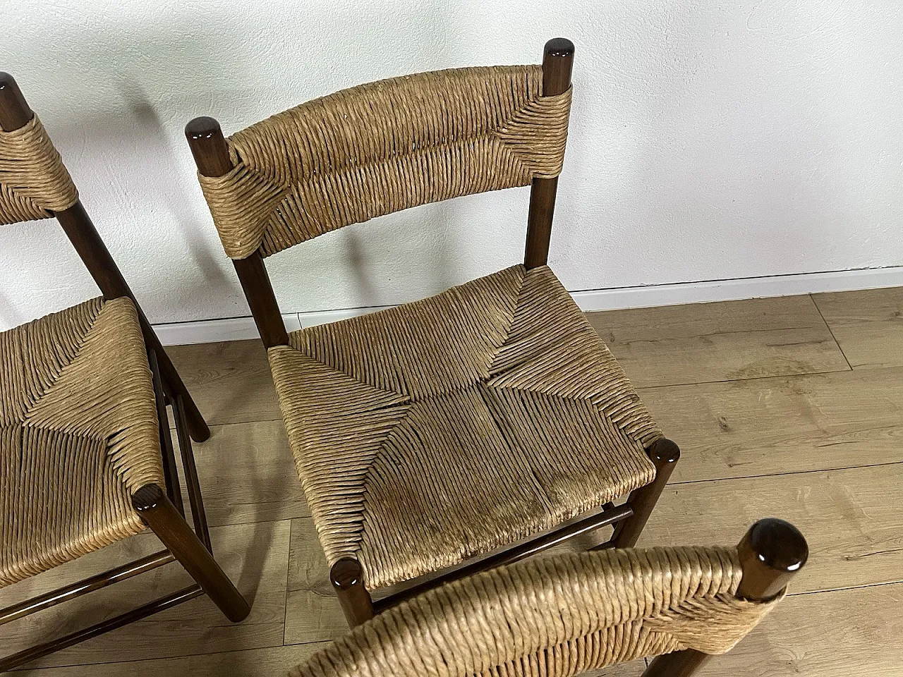 4 LS4/B wooden and rope chairs by Tito Agnoli, 1960s 6