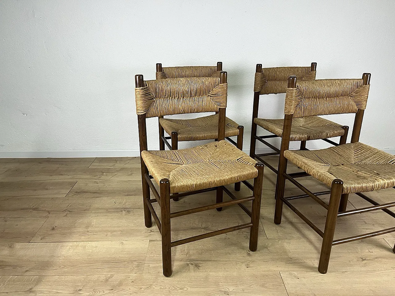 4 LS4/B wooden and rope chairs by Tito Agnoli, 1960s 7