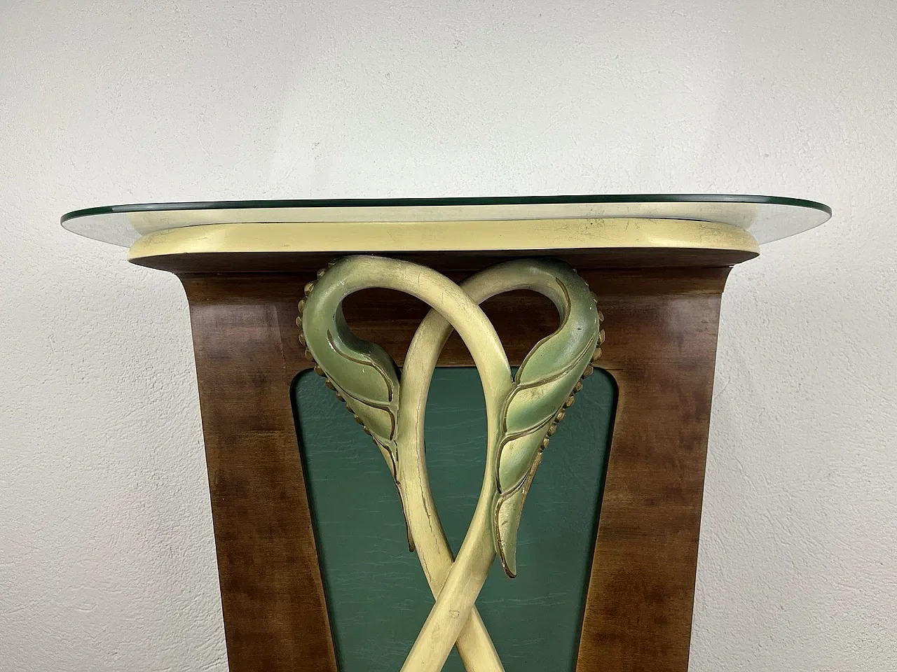 Leaf glass wooden console, 1940s 7