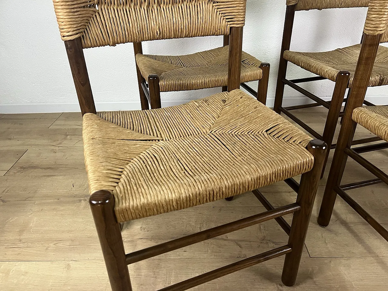 4 LS4/B wooden and rope chairs by Tito Agnoli, 1960s 9