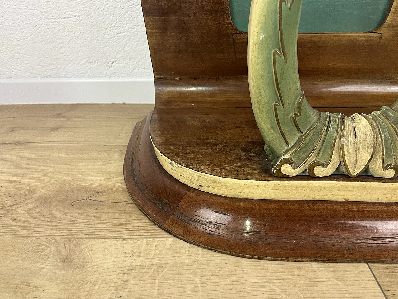 Leaf glass wooden console, 1940s 9