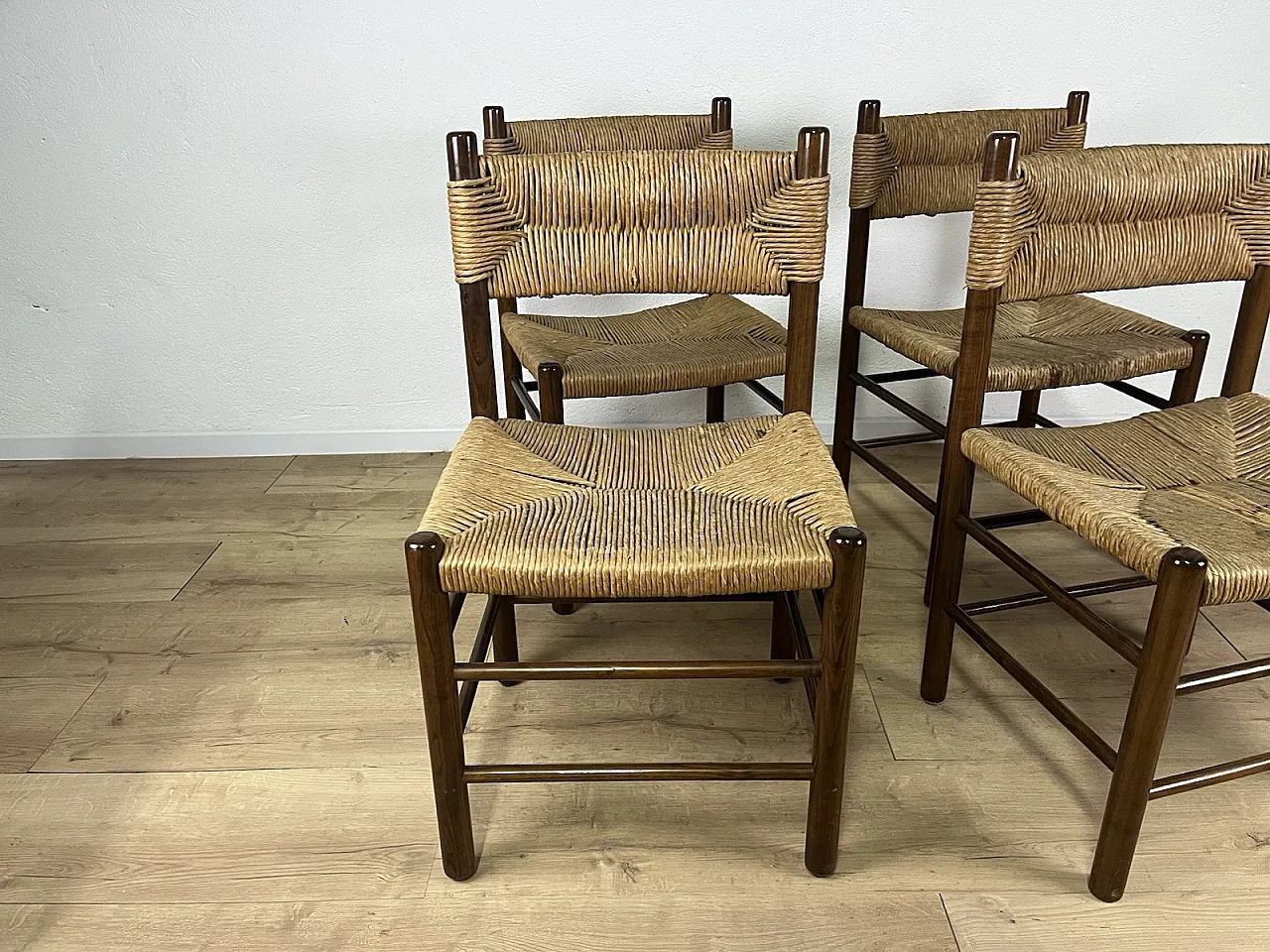 4 LS4/B wooden and rope chairs by Tito Agnoli, 1960s 10