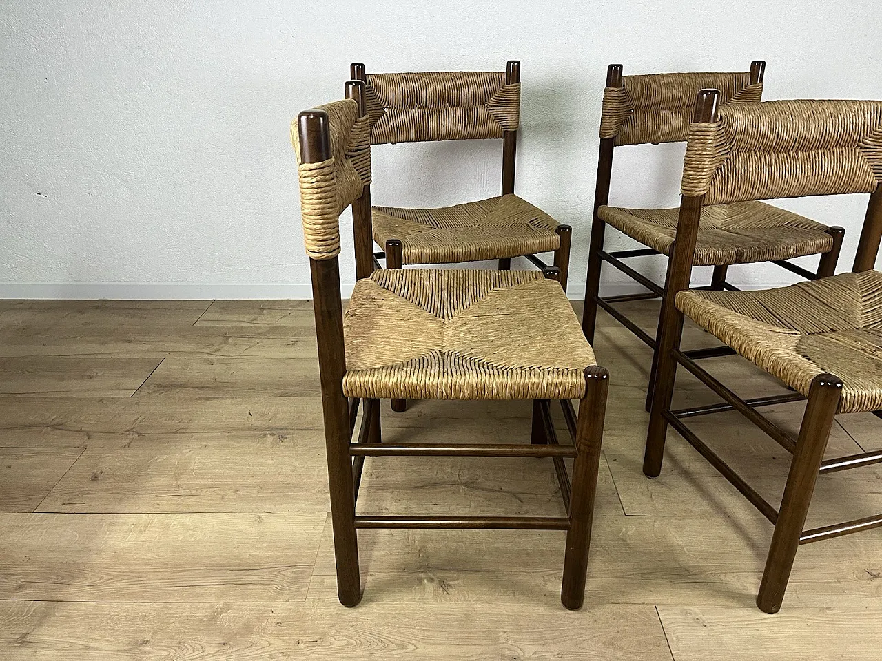 4 LS4/B wooden and rope chairs by Tito Agnoli, 1960s 11