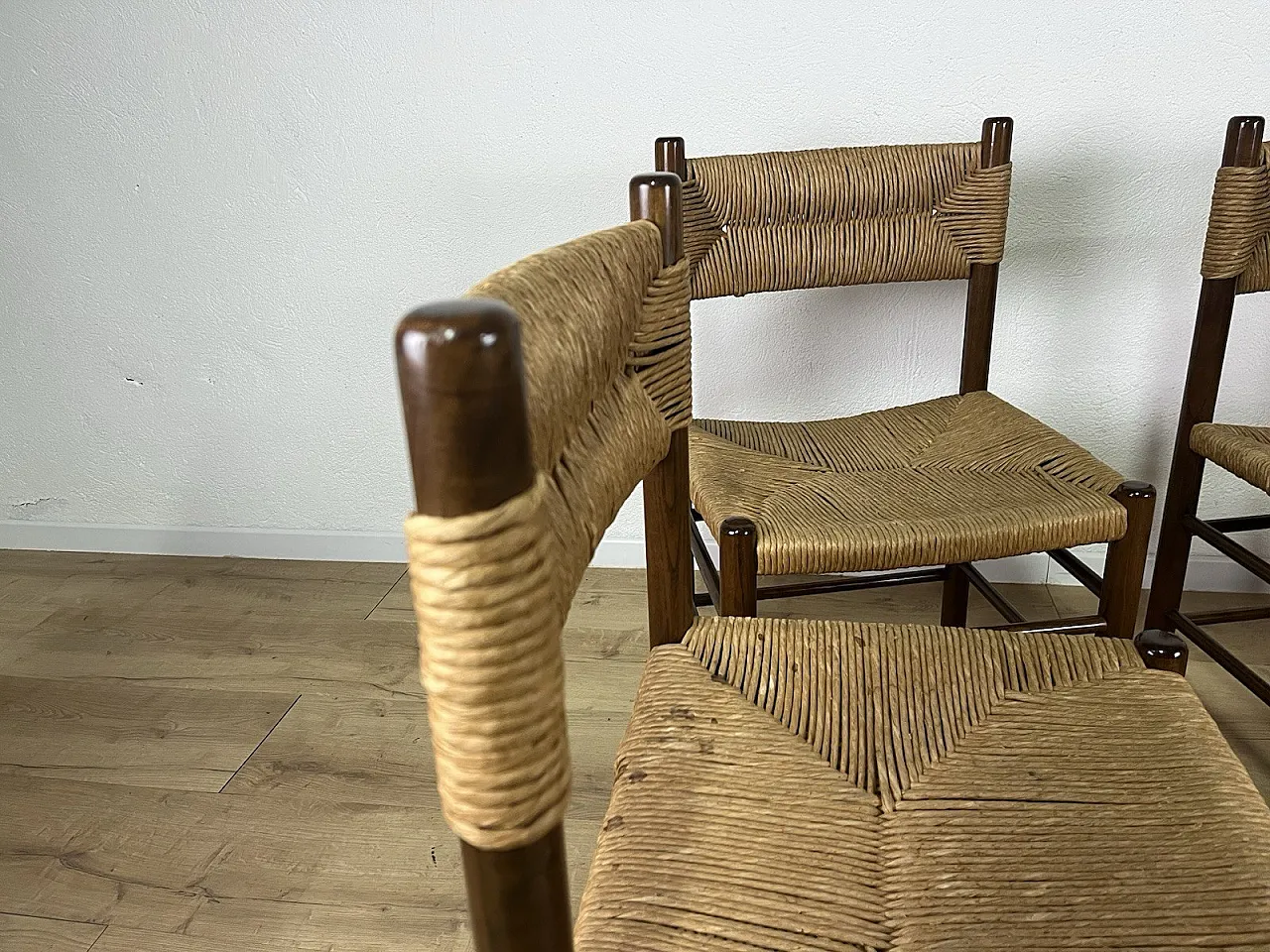 4 LS4/B wooden and rope chairs by Tito Agnoli, 1960s 12
