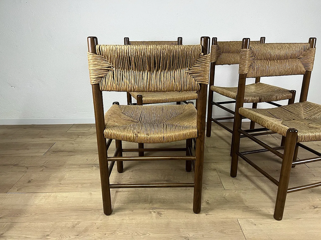 4 LS4/B wooden and rope chairs by Tito Agnoli, 1960s 14