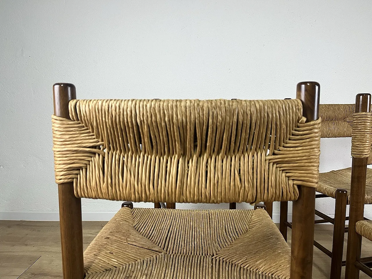 4 LS4/B wooden and rope chairs by Tito Agnoli, 1960s 15