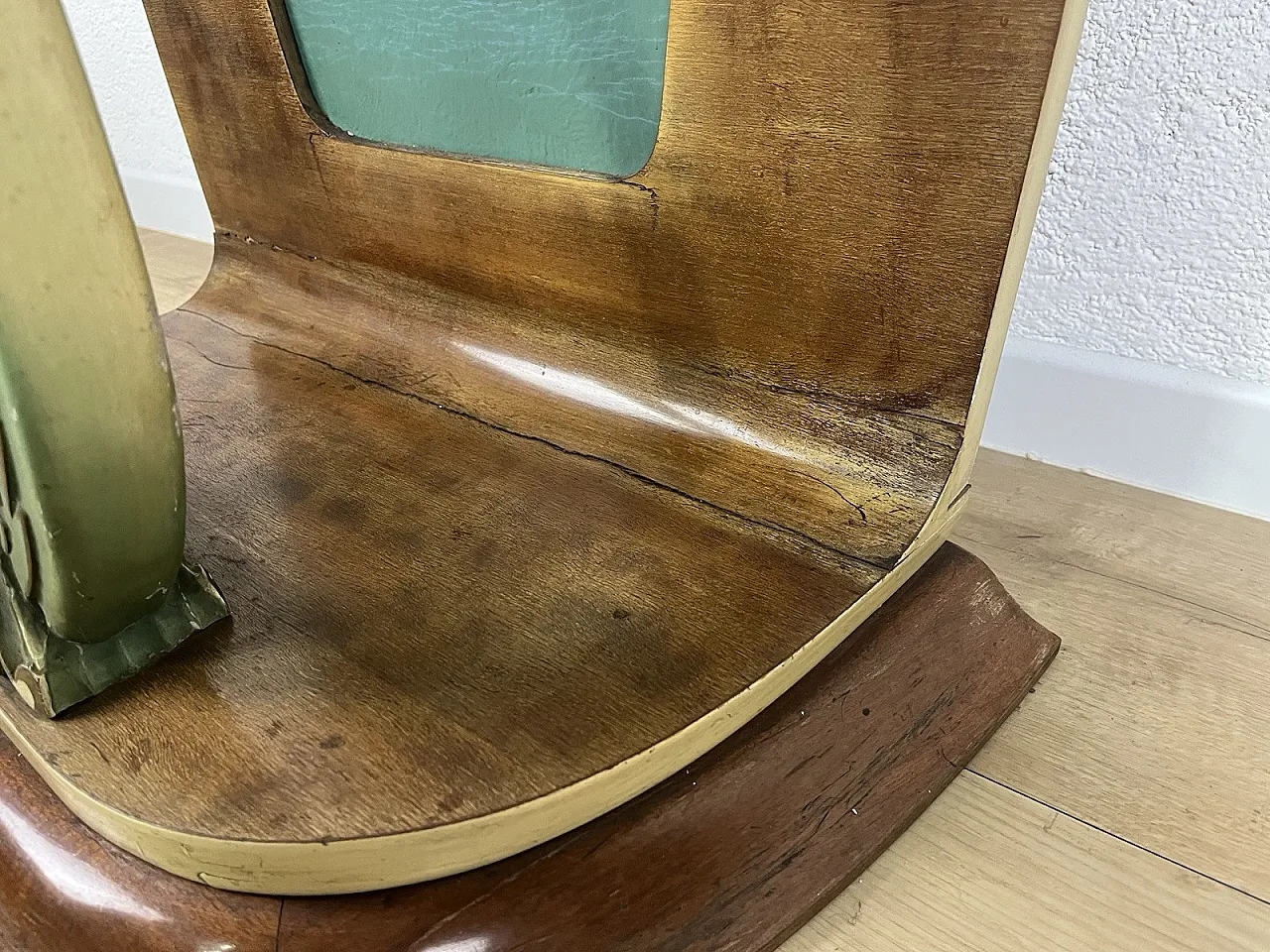 Leaf glass wooden console, 1940s 16