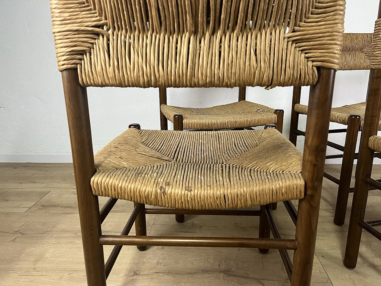 4 LS4/B wooden and rope chairs by Tito Agnoli, 1960s 16