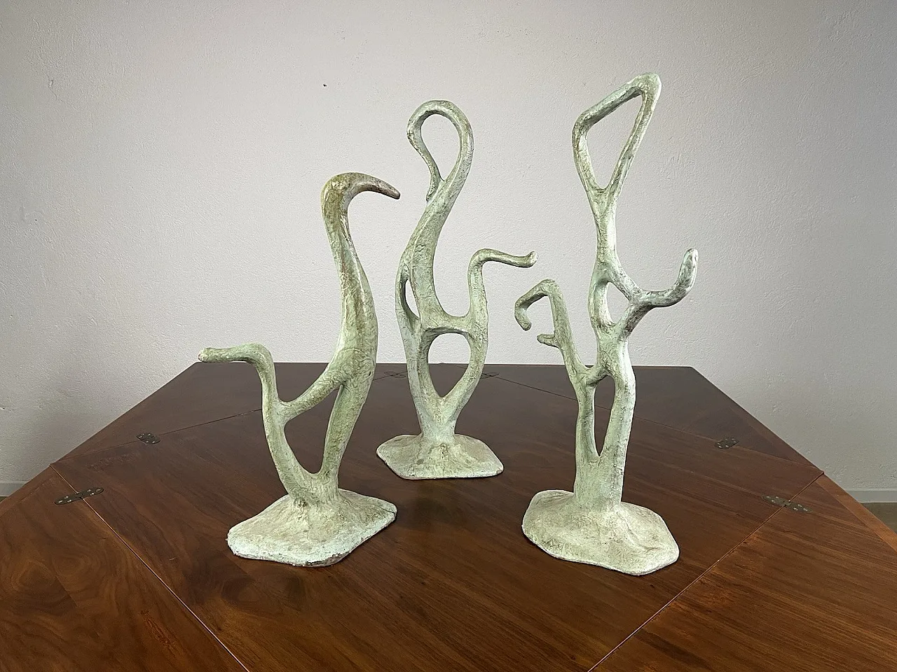 3 Teal green papier-mâché sculptures, 1950s 2