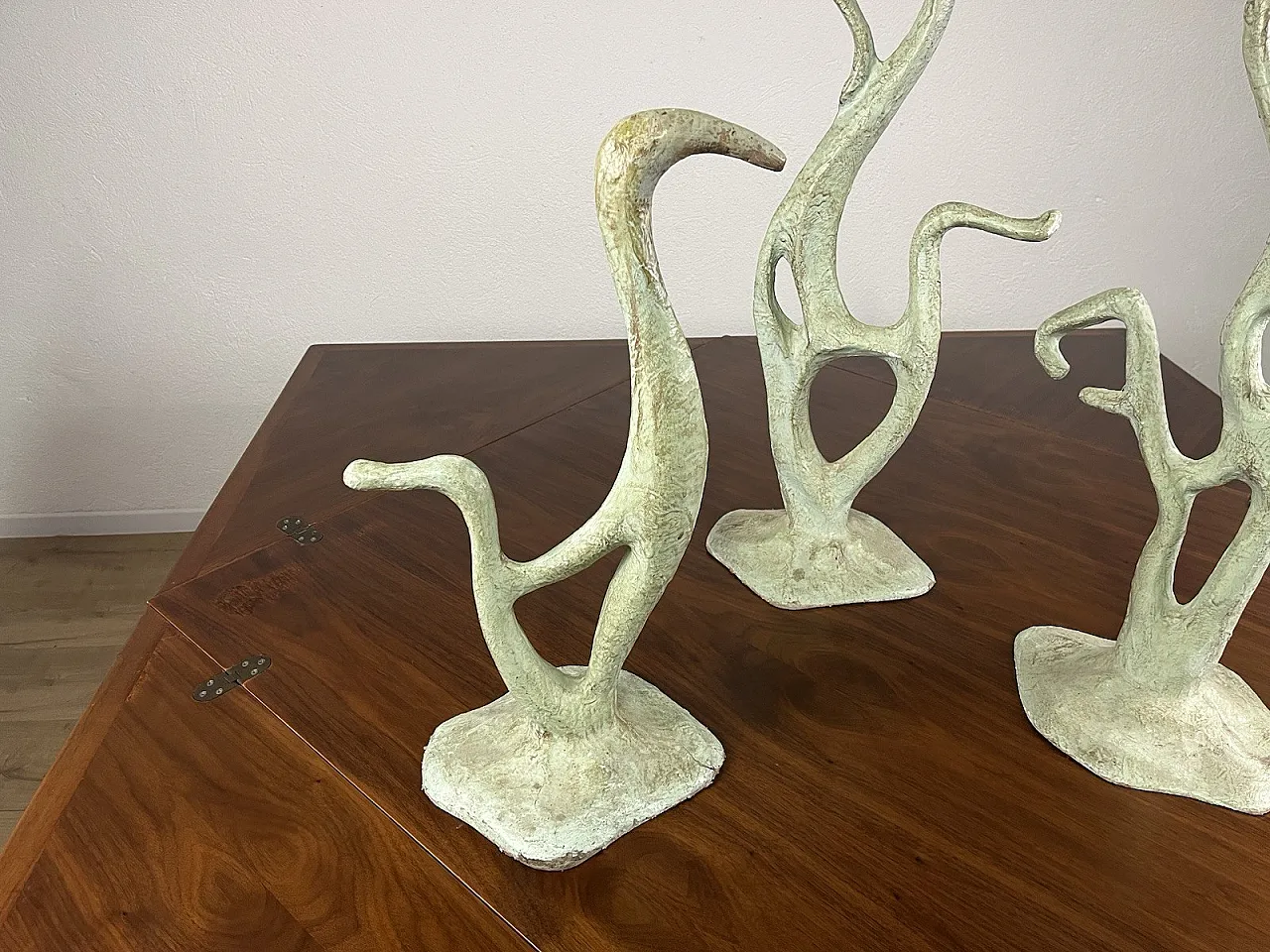 3 Teal green papier-mâché sculptures, 1950s 3