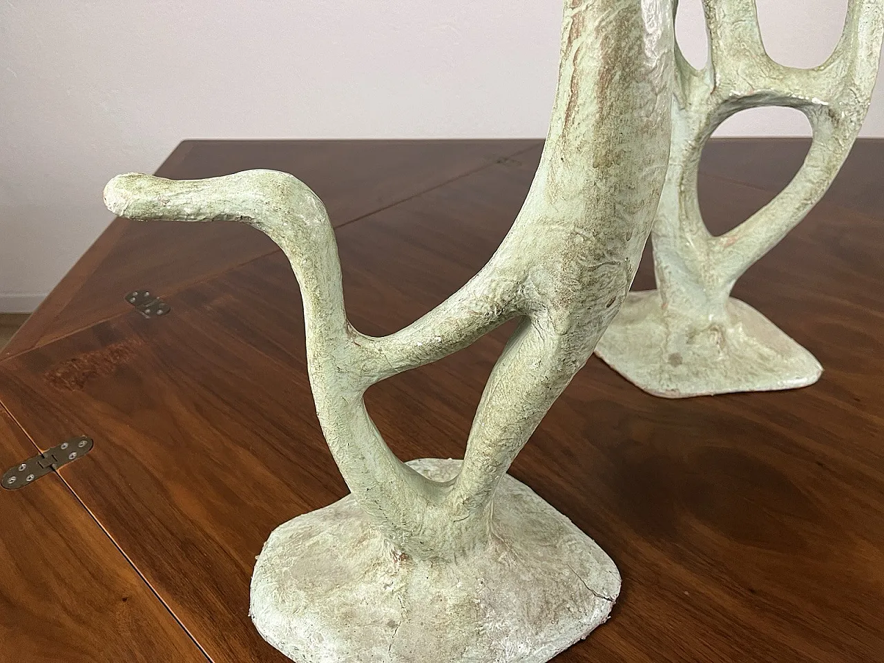 3 Teal green papier-mâché sculptures, 1950s 4