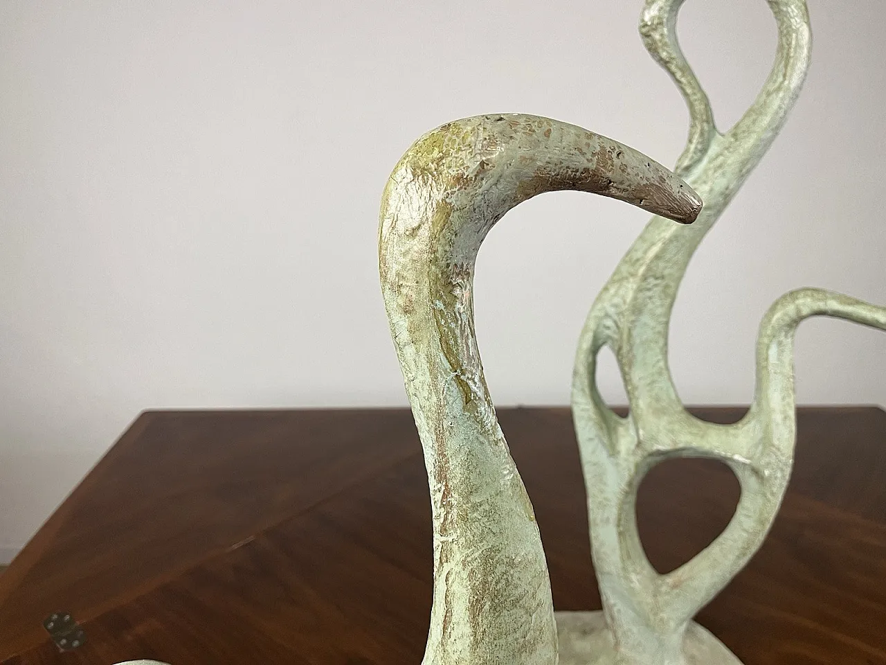 3 Teal green papier-mâché sculptures, 1950s 5