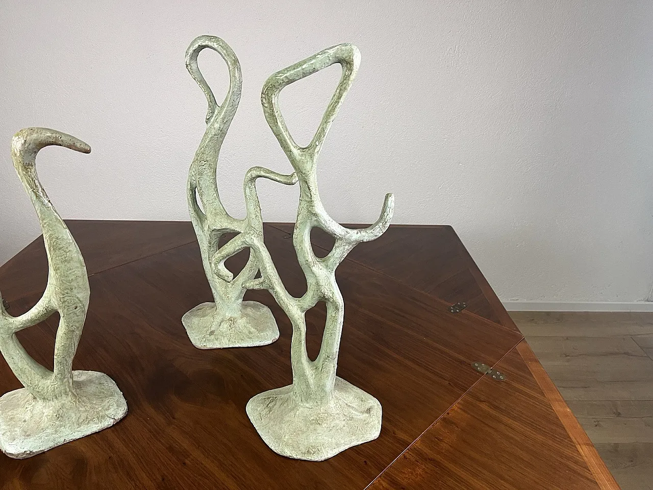 3 Teal green papier-mâché sculptures, 1950s 7