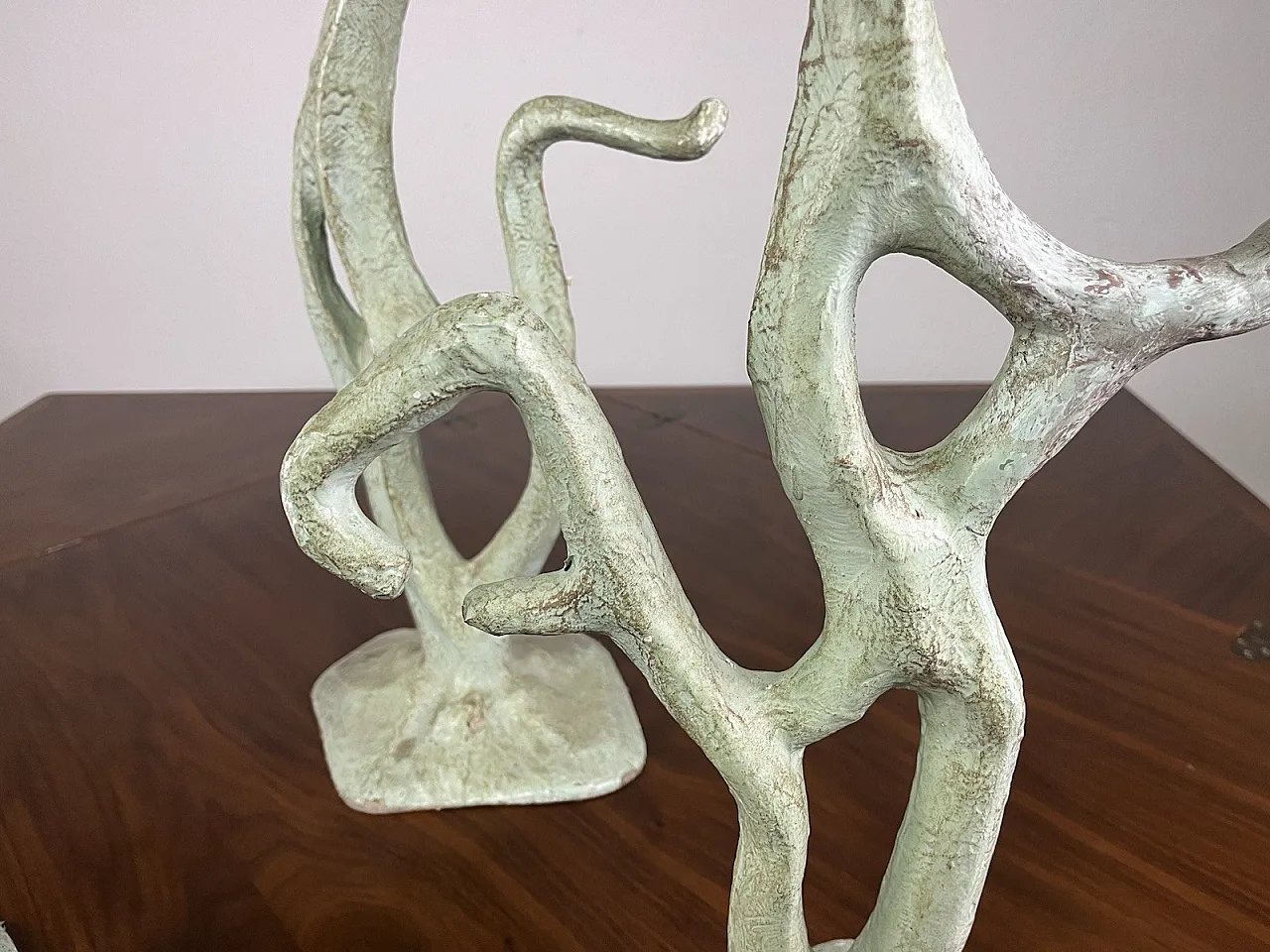 3 Teal green papier-mâché sculptures, 1950s 10