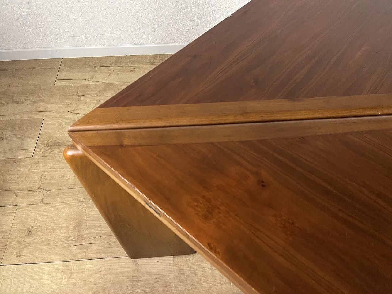 Catalan walnut wood square opening table, 1960s 14