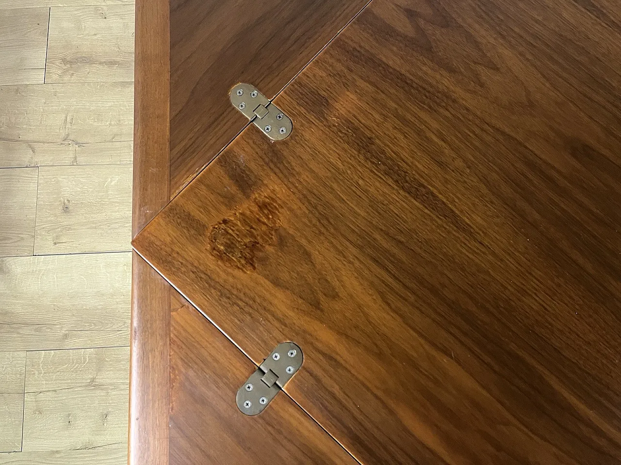 Catalan walnut wood square opening table, 1960s 20