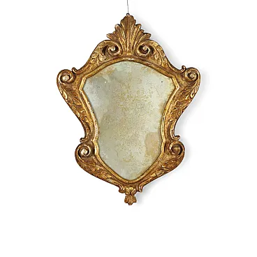 Specchiera in legno intagliato e dorato con disegno a mecca, '800
