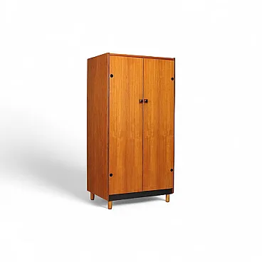 Armadio in impiallacciatura di teak con inserti in legno tinto, '900