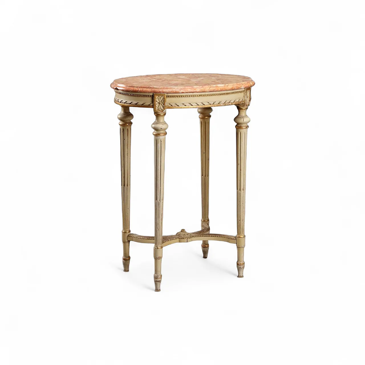 Tavolino in stile neoclassico in legno laccato e dorato, '800 11