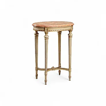 Tavolino in stile neoclassico in legno laccato e dorato, '800