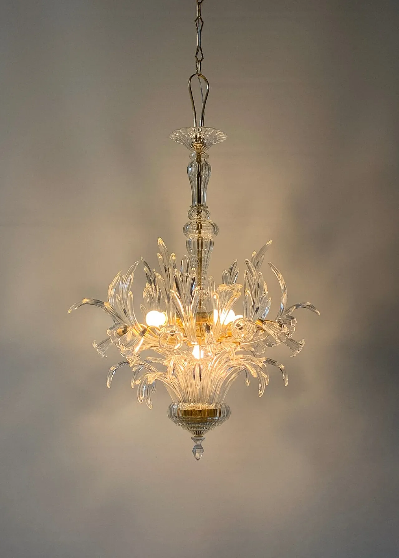 Lampadario in vetro di Murano attribuito a Seguso, anni '60 2