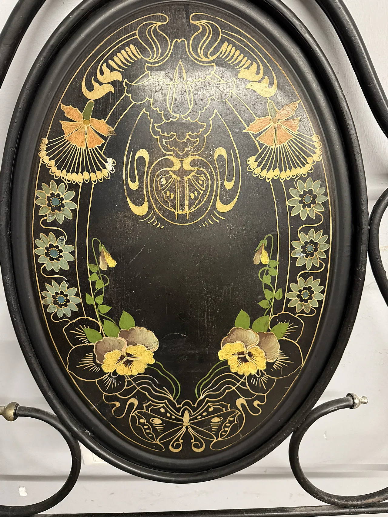 Double headboard, painted Tuscan wrought iron, 19th century 3