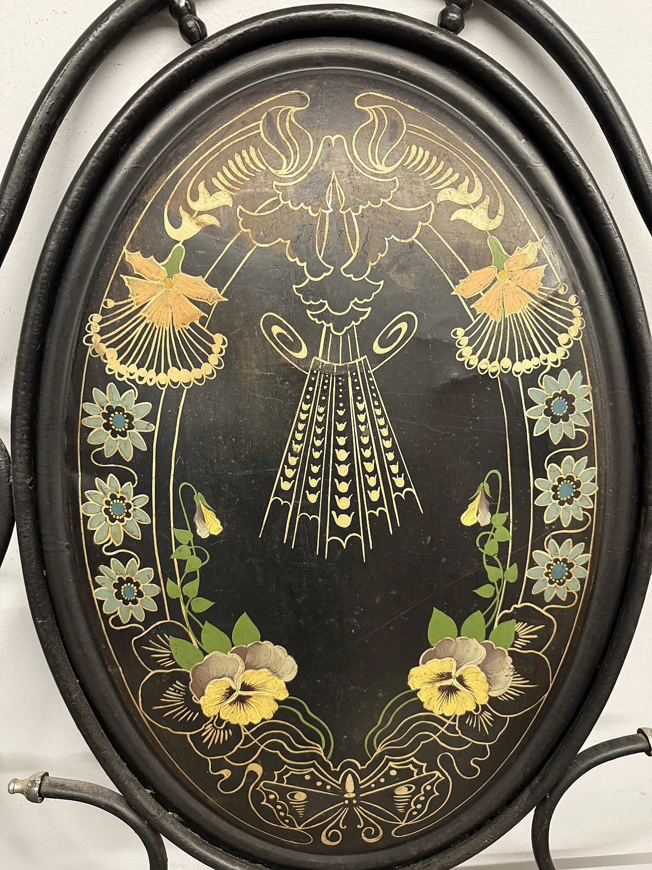 Double headboard, painted Tuscan wrought iron, 19th century 8