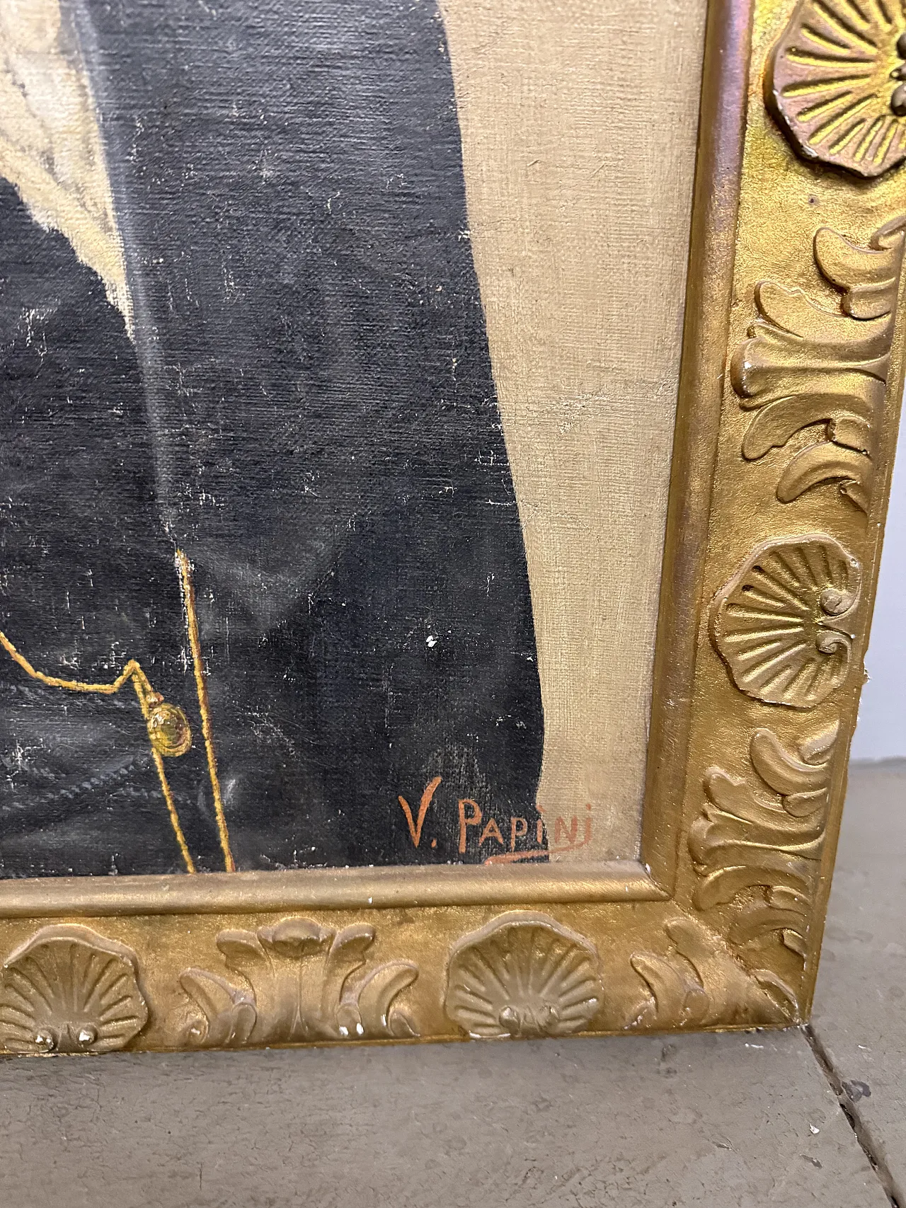 Dipinto olio su tela figura femminile Art Decò, Papini V., 1940 7