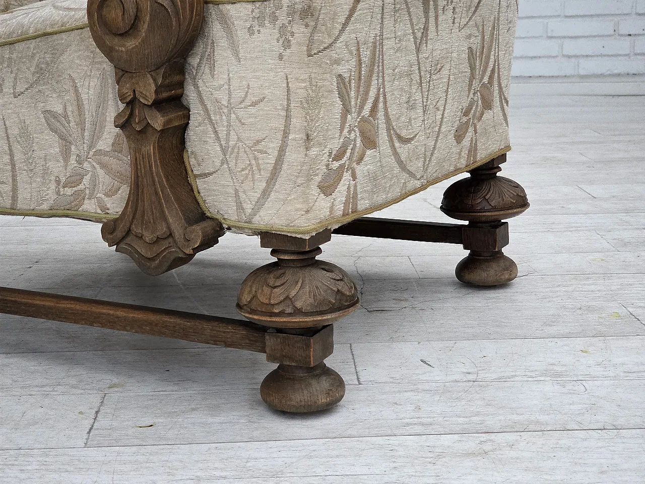 Poltrona danese beige/marrone, legno di rovere, anni '60 2