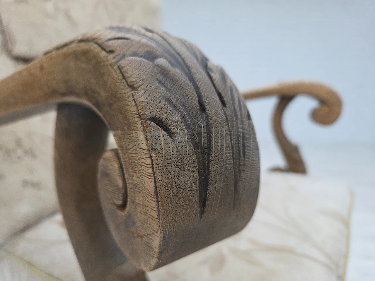 Poltrona danese beige/marrone, legno di rovere, anni '60 6