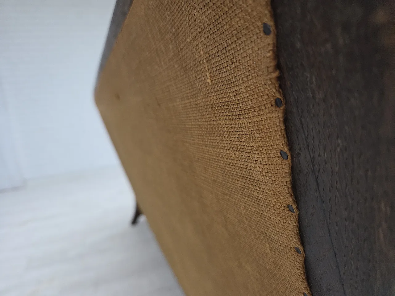 Danish 3-seater sofa, fabric, carved oak wood, 1960s 16