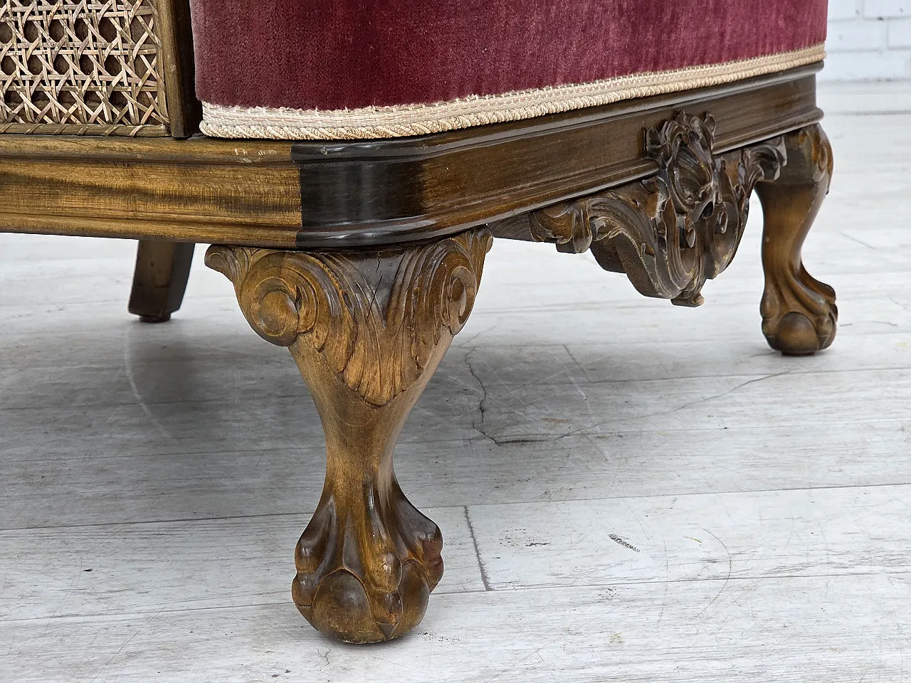 Poltrona danese, lana, velluto, quercia, anni '40 5