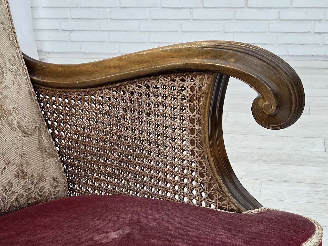 Poltrona danese, lana, velluto, quercia, anni '40 8