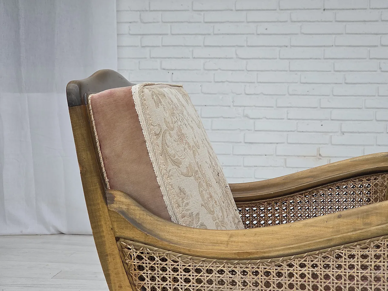 Poltrona danese, lana, velluto, quercia, anni '40 15