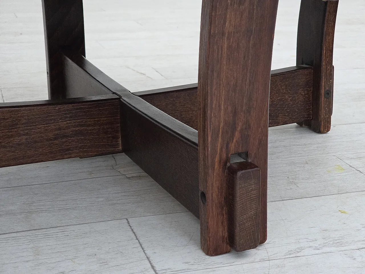 Poltrona lounge scandinava, in pelle, legno di quercia, anni '70 6