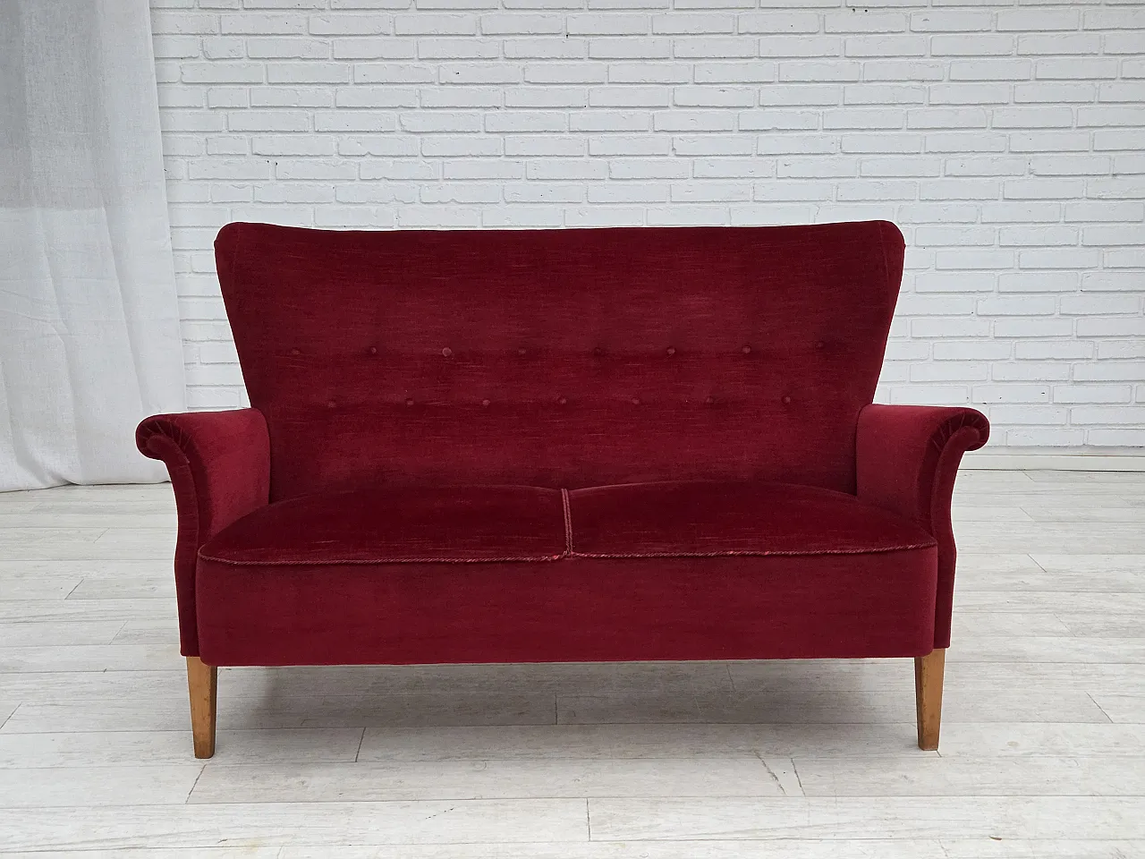 Divano svedese a 2 posti di Dux Sweden in velluto, anni '60 1