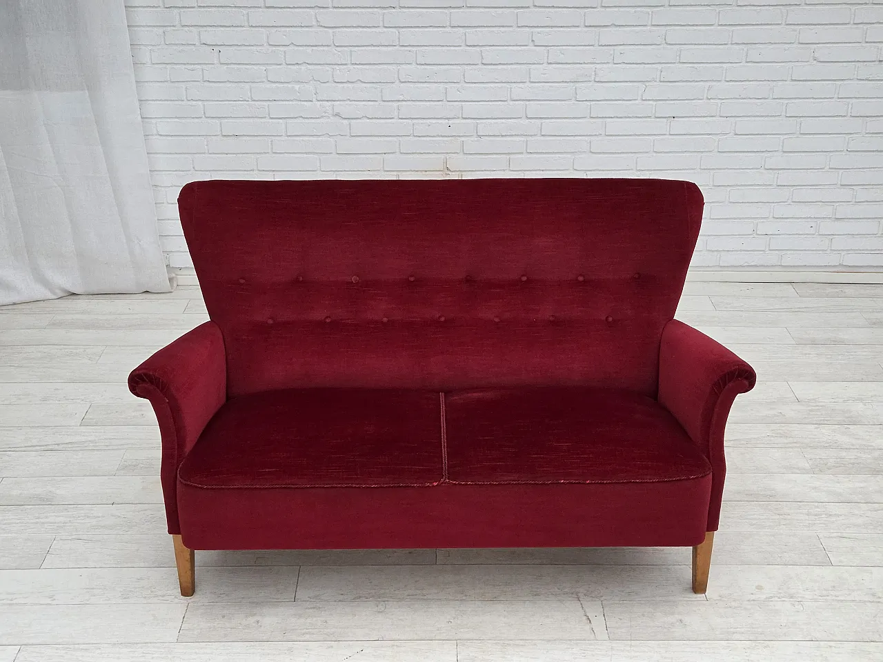 Divano svedese a 2 posti di Dux Sweden in velluto, anni '60 2