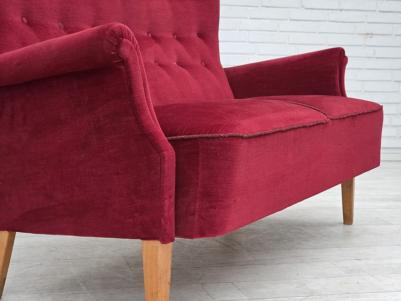 Divano svedese a 2 posti di Dux Sweden in velluto, anni '60 7