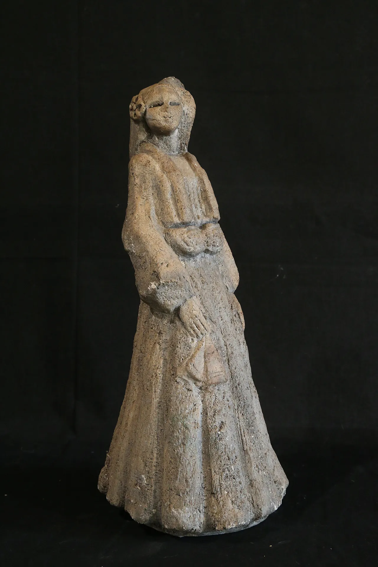 Oriental Japanese lady sculpture, ancient clay, early 20th century 6
