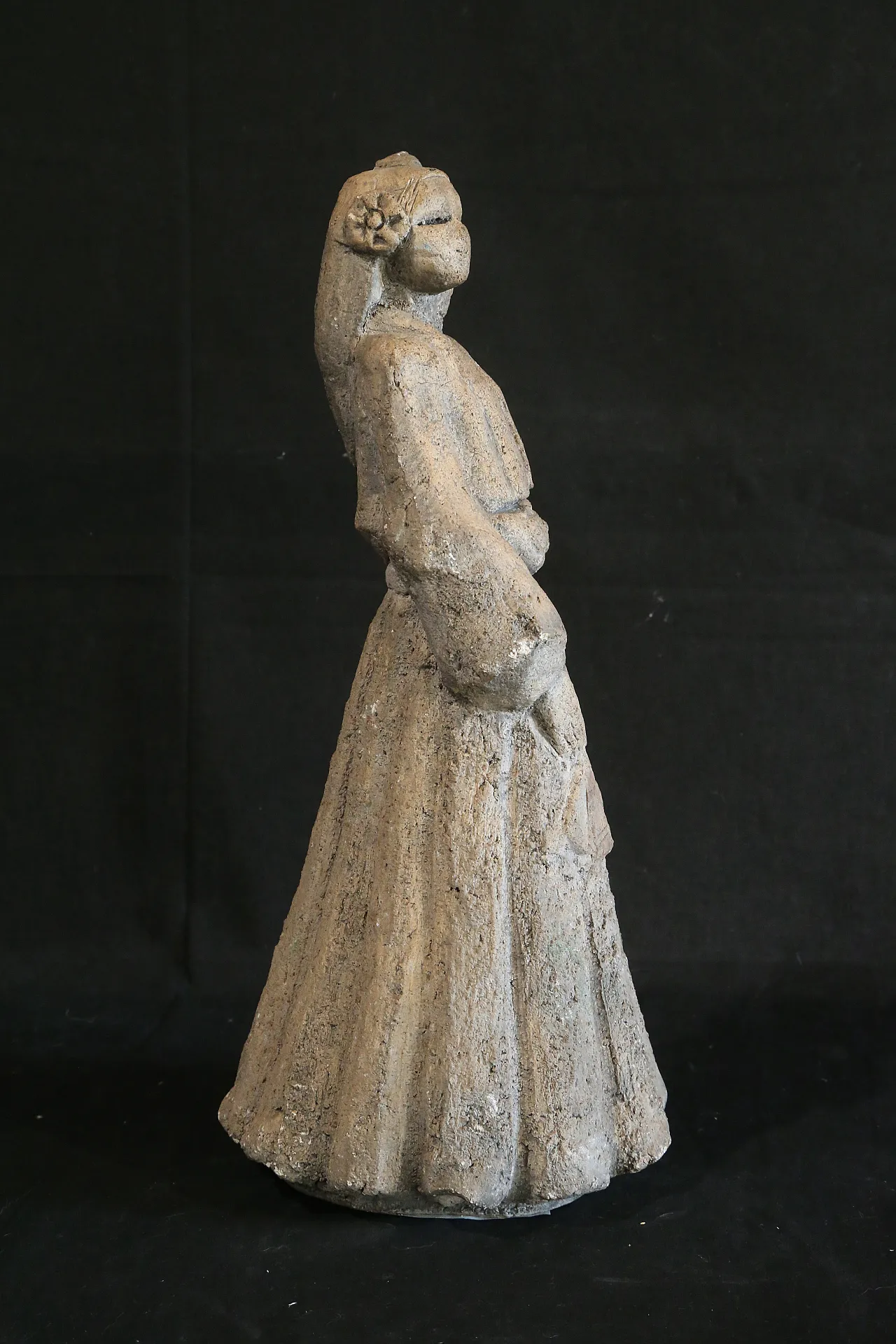 Oriental Japanese lady sculpture, ancient clay, early 20th century 7